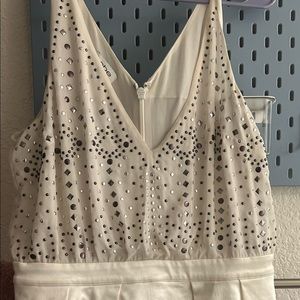 White mini satin cocktail dress from Bebe